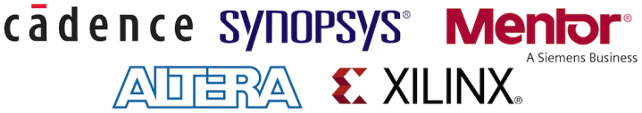 Logos cadence, synopsys, mentor, altera, xilinx