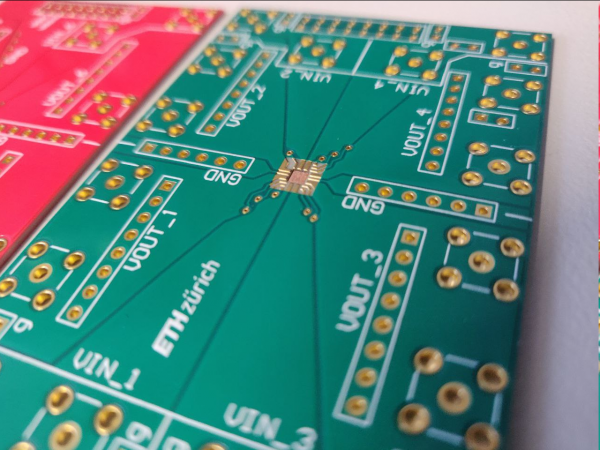 Carrier board for the Rhino chip with its cavity in the center
